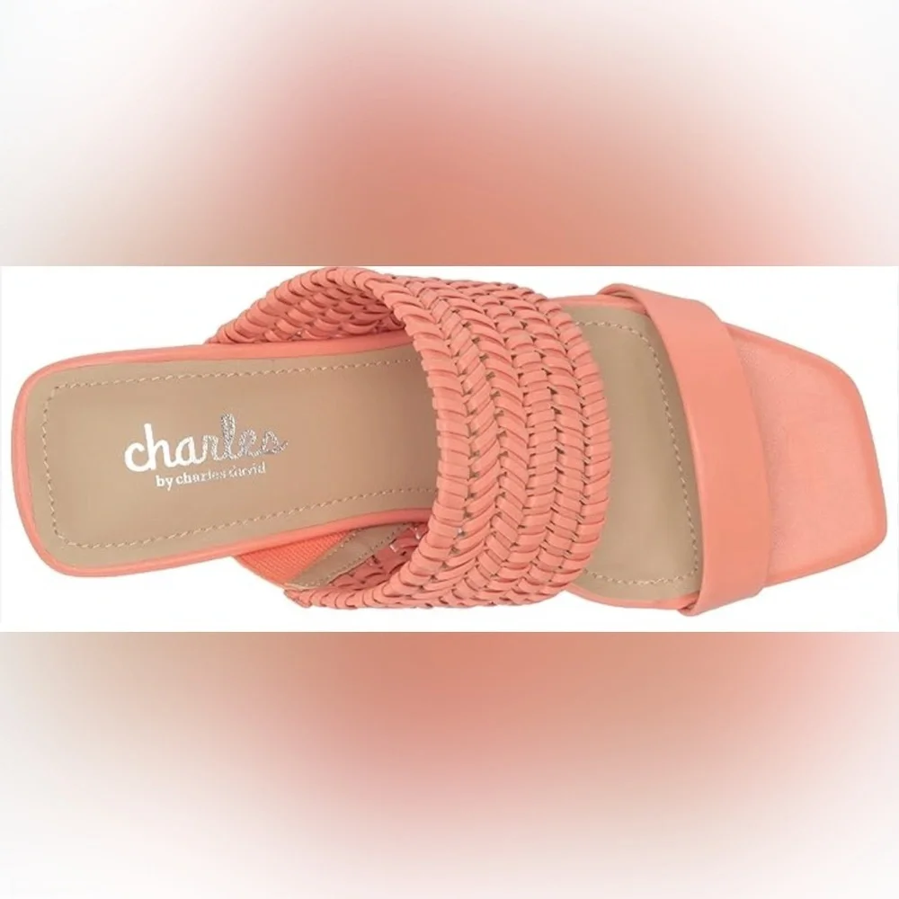 Charles David Coral Fantasy Woven Strap Sandals Coral size 6.5